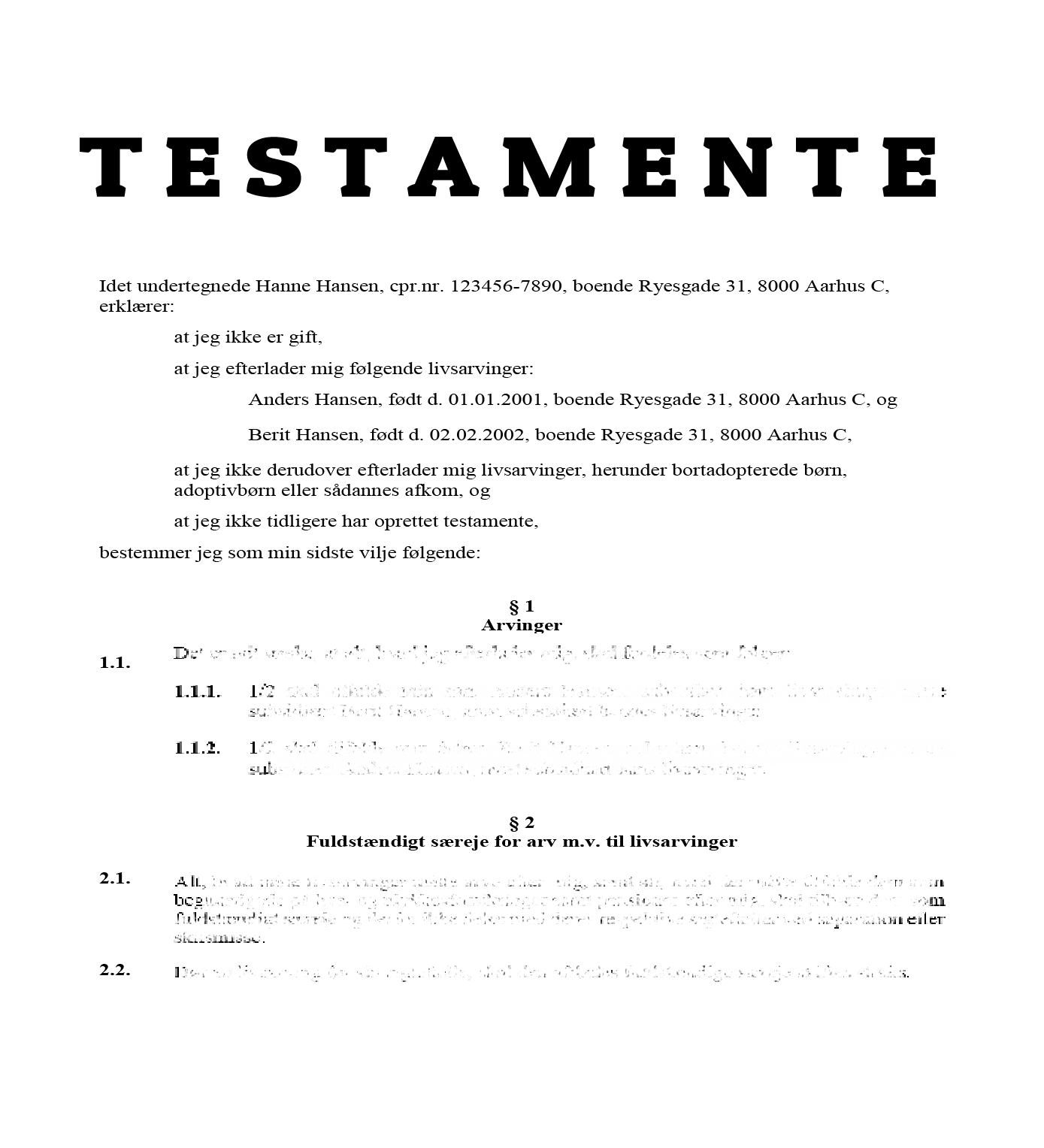 Mit Testamente | Ældre Sagens Advokatforbindelse